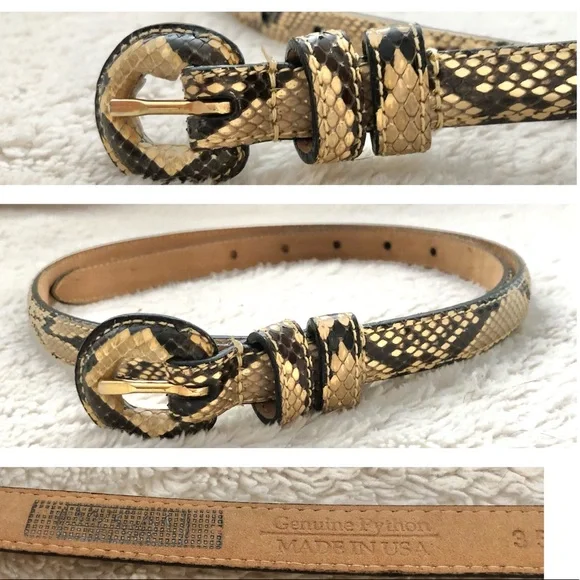 WCM New York Genuine Python Belt WCM New York Ladies Belt M Genuine Leather Python Embossed  main image 4